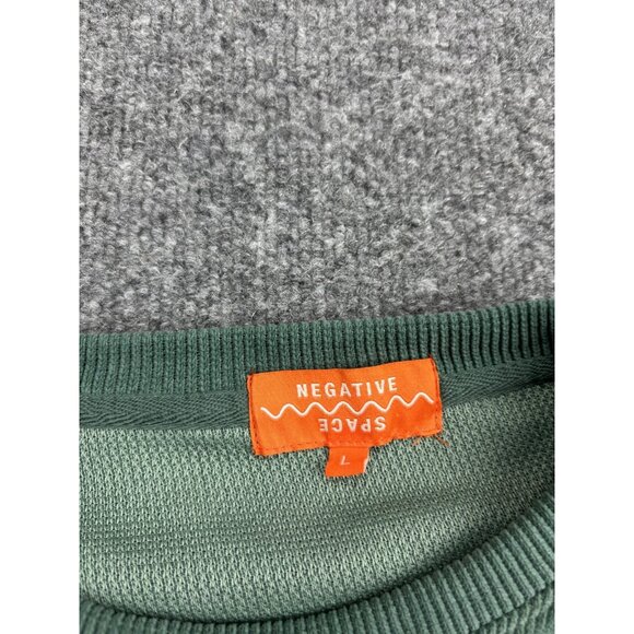 Negative Space Sweatshirt Mens Large Green Corded Ribbed Crewneck Pullover Soft - Picture 2 of 7